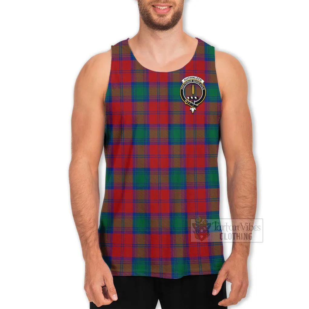 Auchinleck (Affleck) Tartan Men's Tank Top with Family Crest Celtic Skull Style