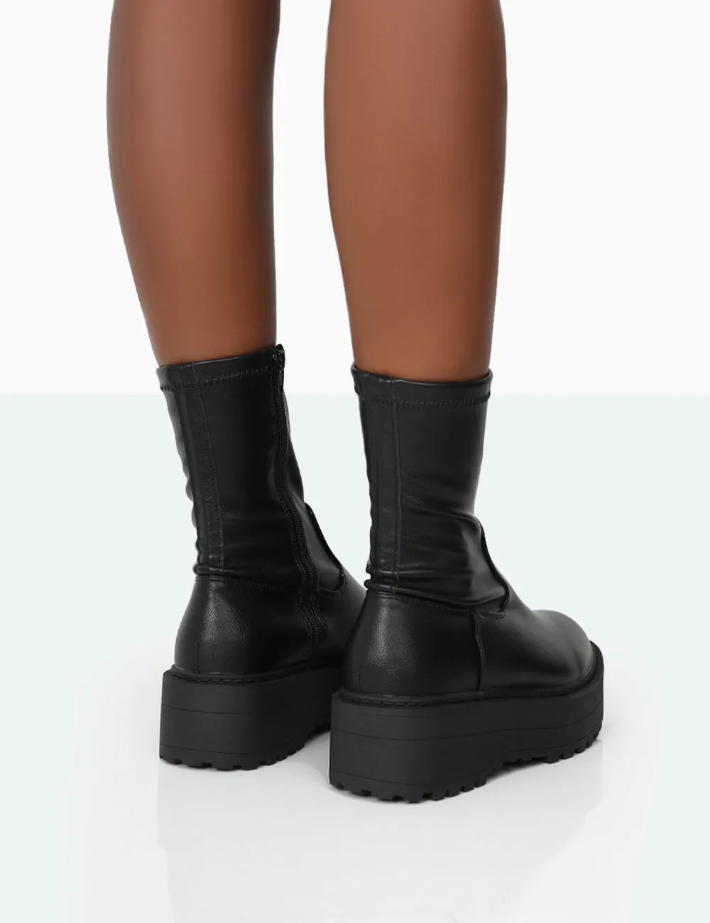 Auden Wide Fit Black Chunky Sole Ankle Boots