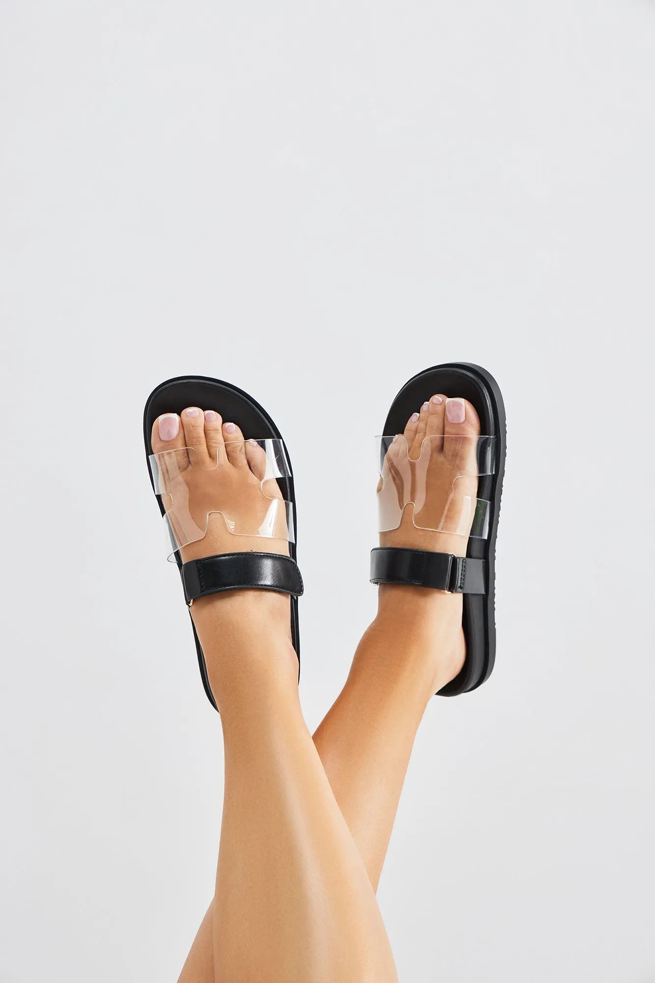 Ayana Clear Casual Slides - Black