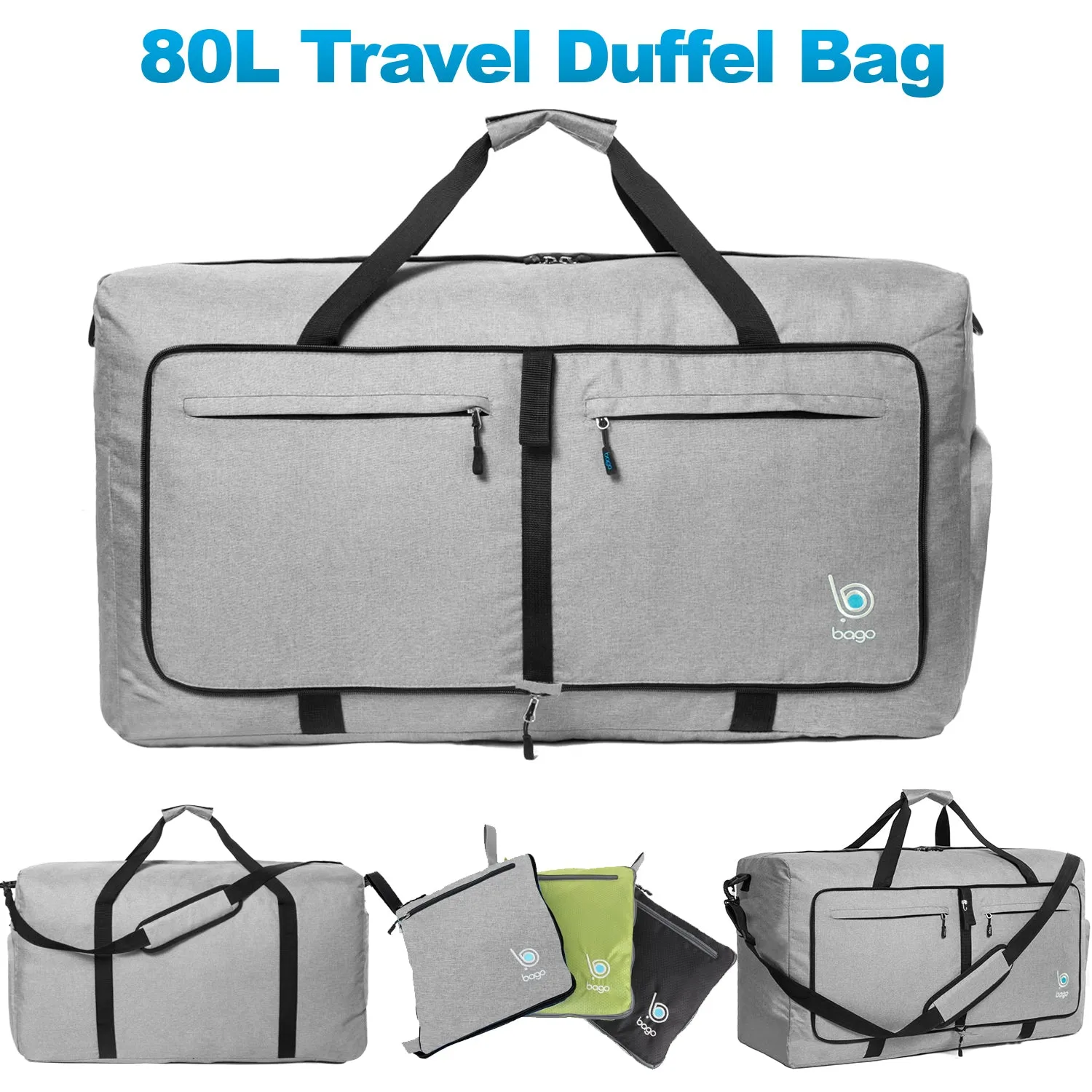 Bago 80L Duffle Bag for Women & Men - 27" Travel Bag Large Foldable Duffel bag