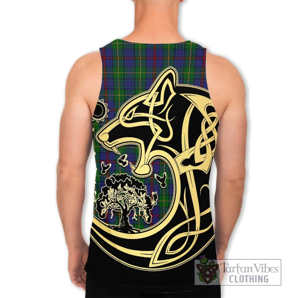 Bailey Tartan Men's Tank Top with Family Crest Celtic Wolf Style