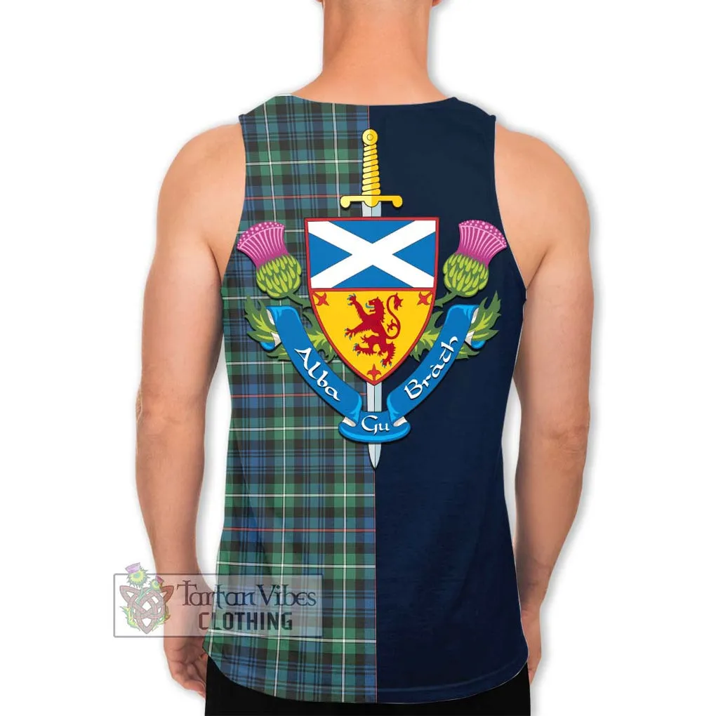 Baillie Ancient Tartan Men's Tank Top Alba with Scottish Lion Royal Arm Half Style