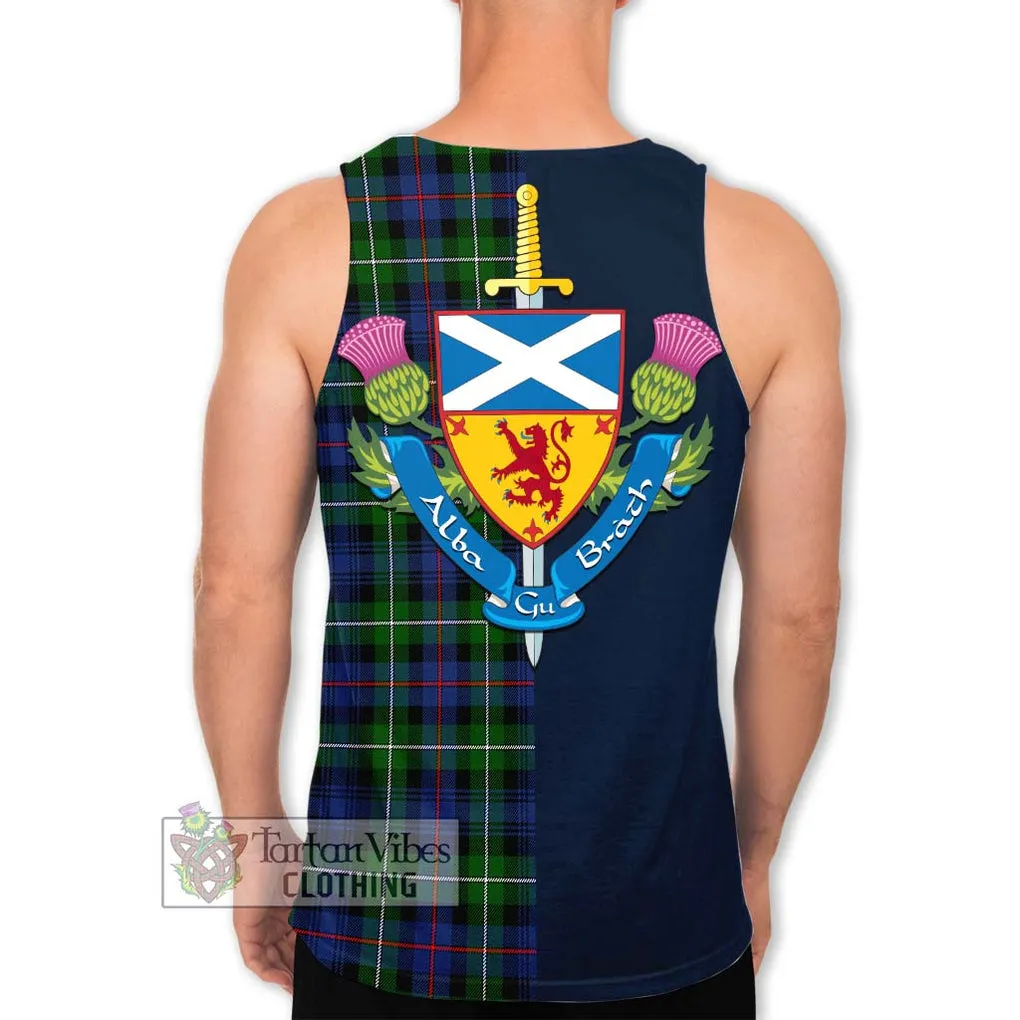 Baillie Tartan Men's Tank Top Alba with Scottish Lion Royal Arm Half Style