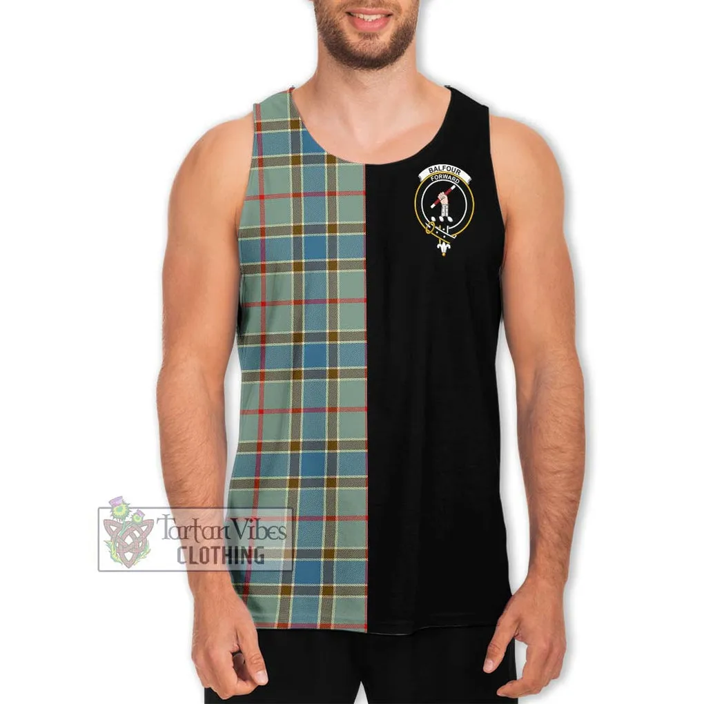 Balfour Blue Tartan Men's Tank Top with Family Crest and Half Of Me Style