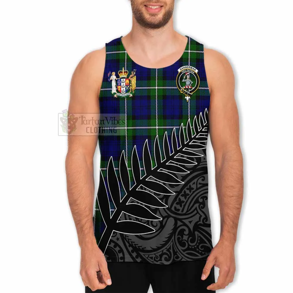 Bannerman Crest Tartan Men's Tank Top with New Zealand Silver Fern Half Style