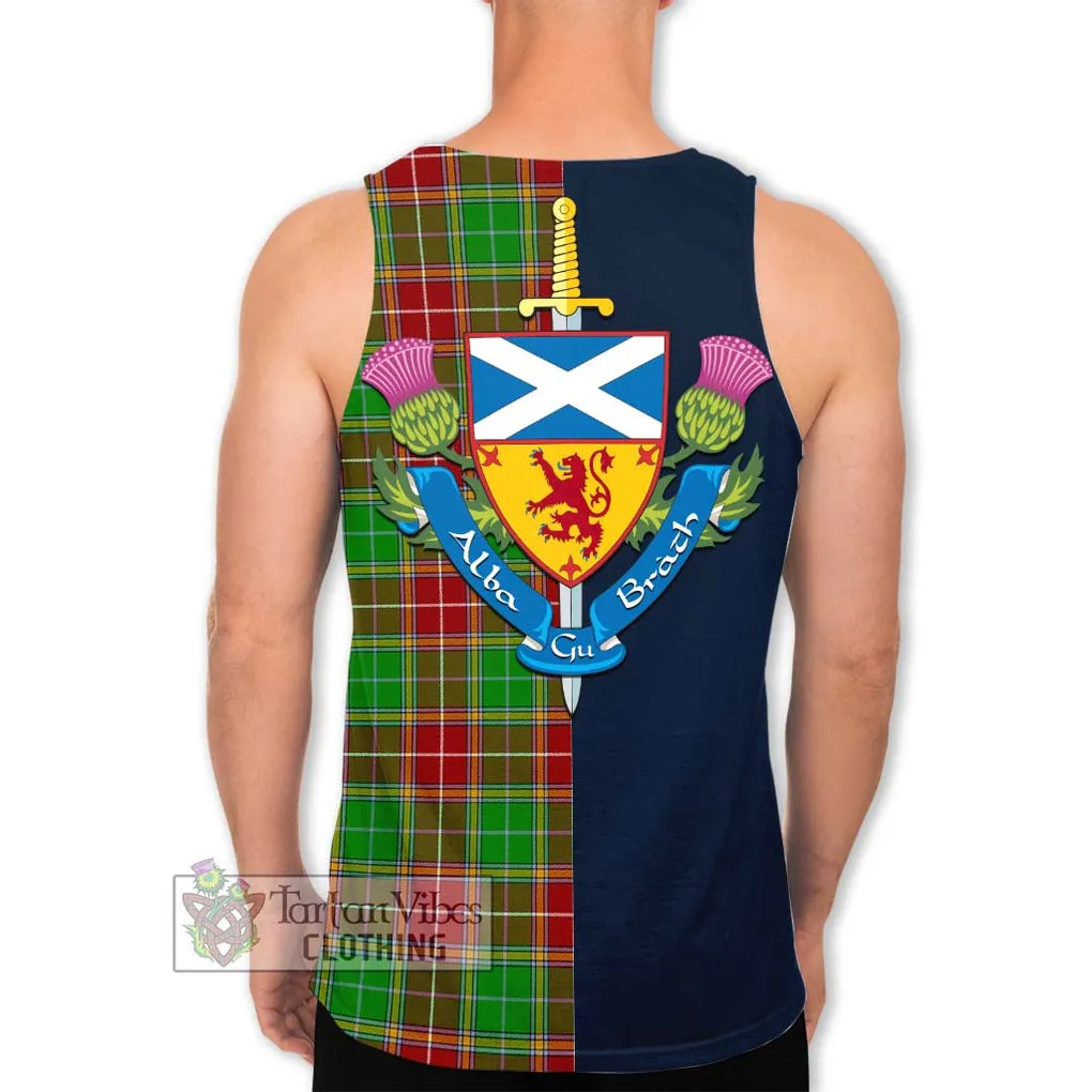 Baxter Modern Tartan Men's Tank Top Alba with Scottish Lion Royal Arm Half Style