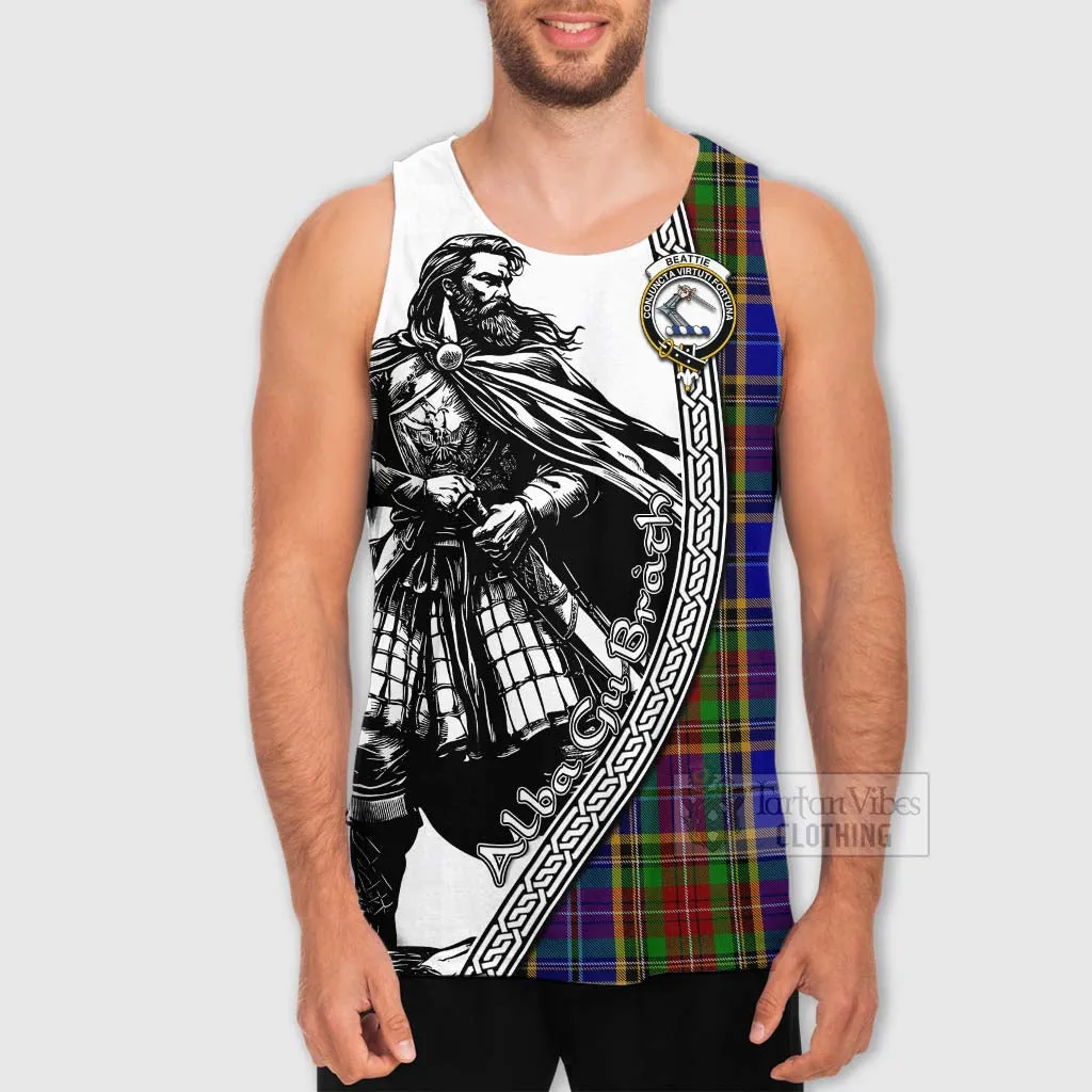 Beattie (Beatty) Tartan Clan Crest Men's Tank Top with Highlander Warrior Celtic Style