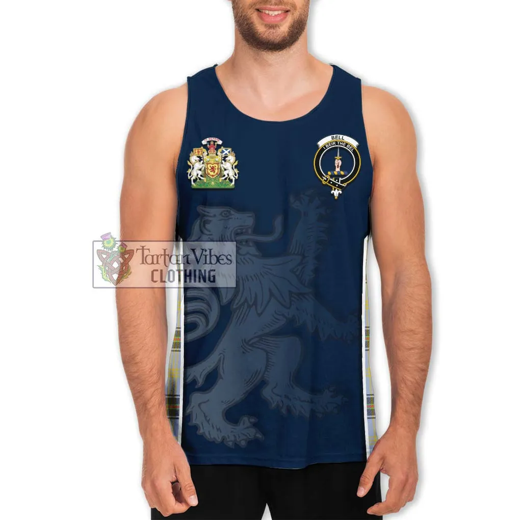 Bell of the Borders Tartan Men's Tank Top with Family Crest and Lion Rampant Vibes Sport Style