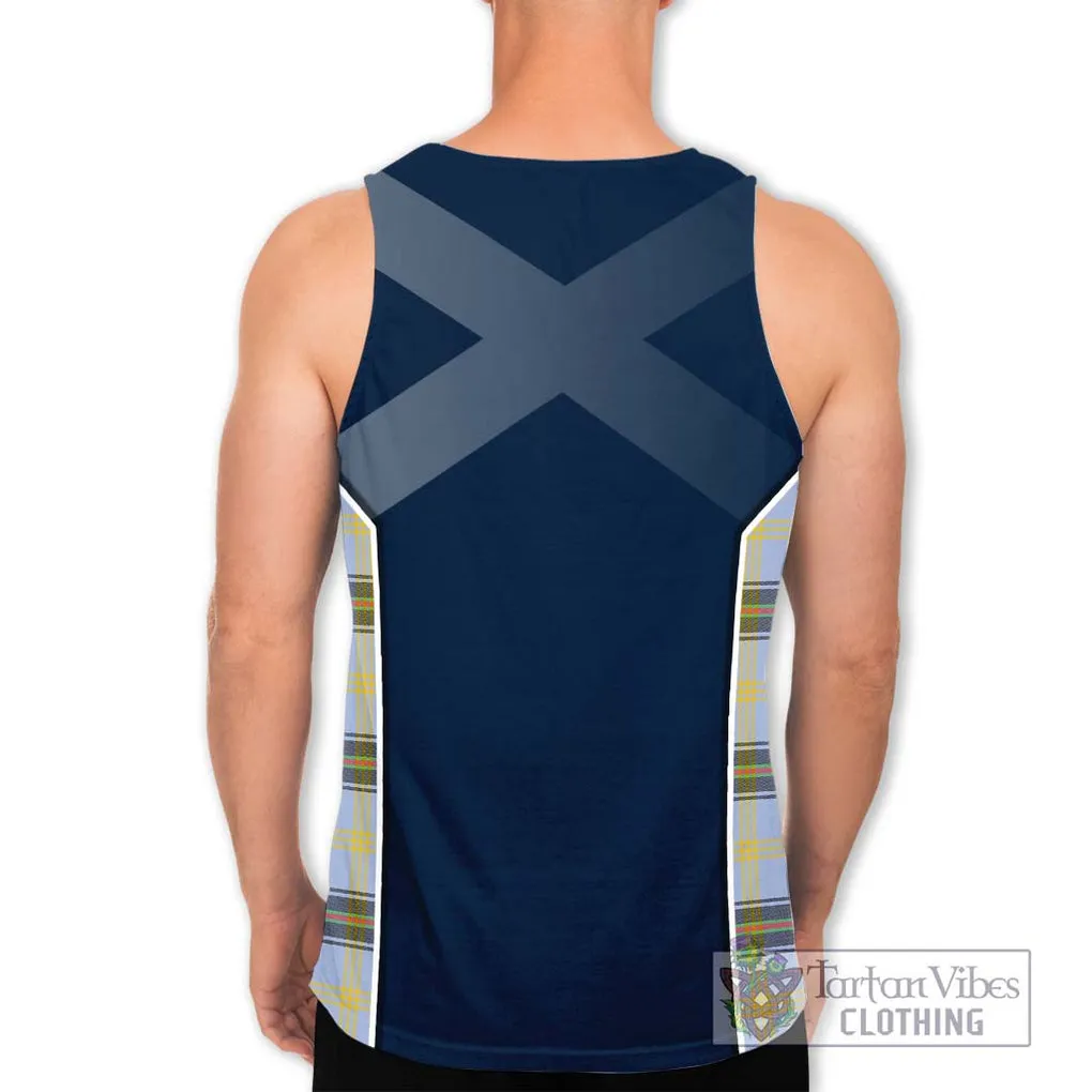 Bell of the Borders Tartan Men's Tank Top with Family Crest and Lion Rampant Vibes Sport Style