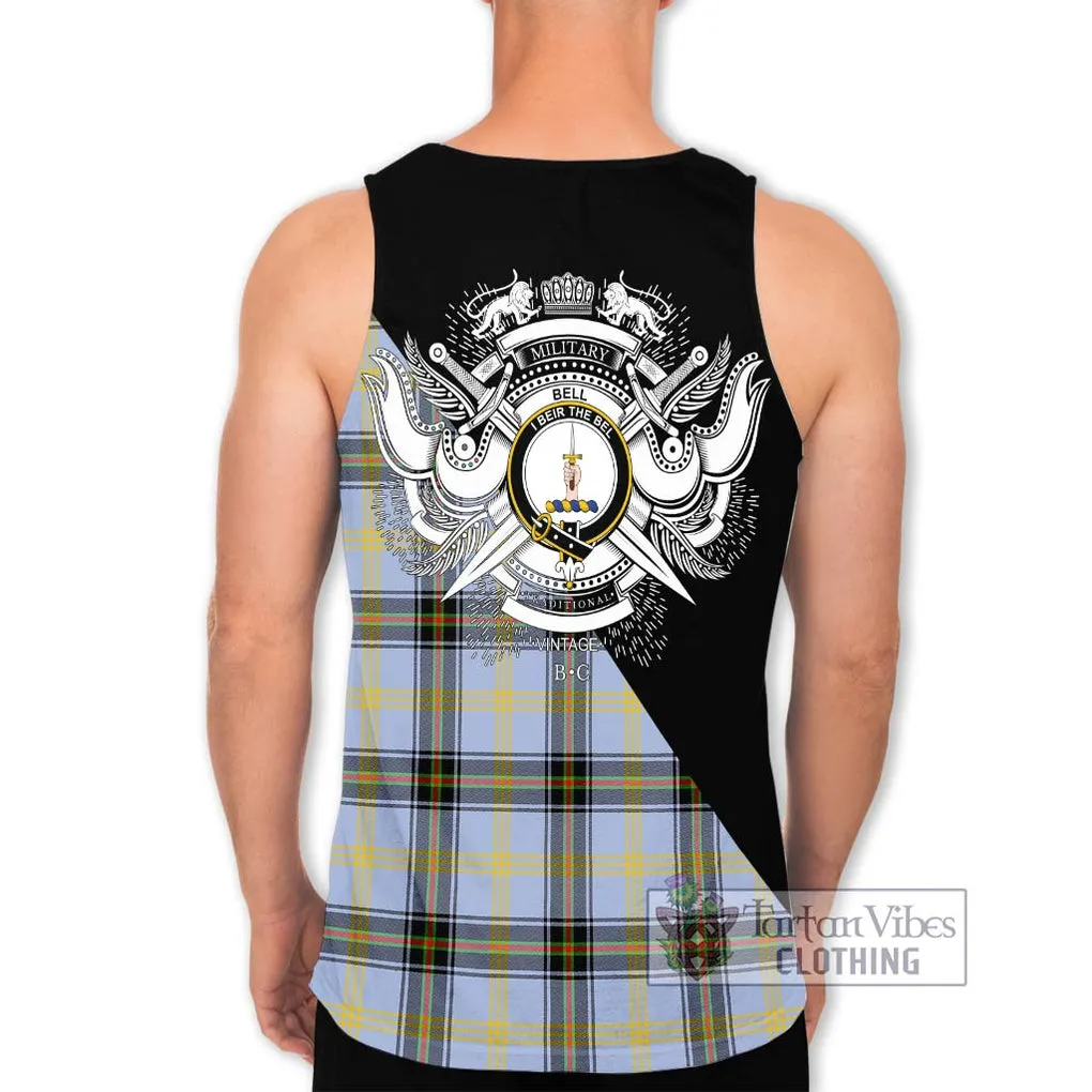 Bell of the Borders Tartan Men's Tank Top with Family Crest and Military Logo Style