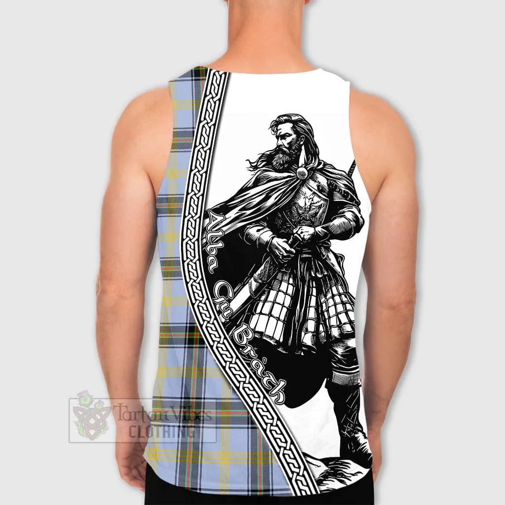 Bell Tartan Clan Crest Men's Tank Top with Highlander Warrior Celtic Style