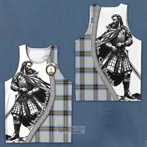 Bell Tartan Clan Crest Men's Tank Top with Highlander Warrior Celtic Style