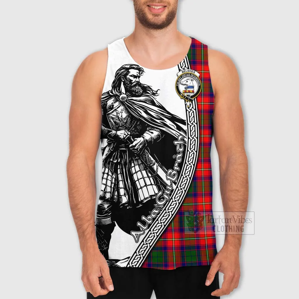 Belshes (Belsches) Tartan Clan Crest Men's Tank Top with Highlander Warrior Celtic Style