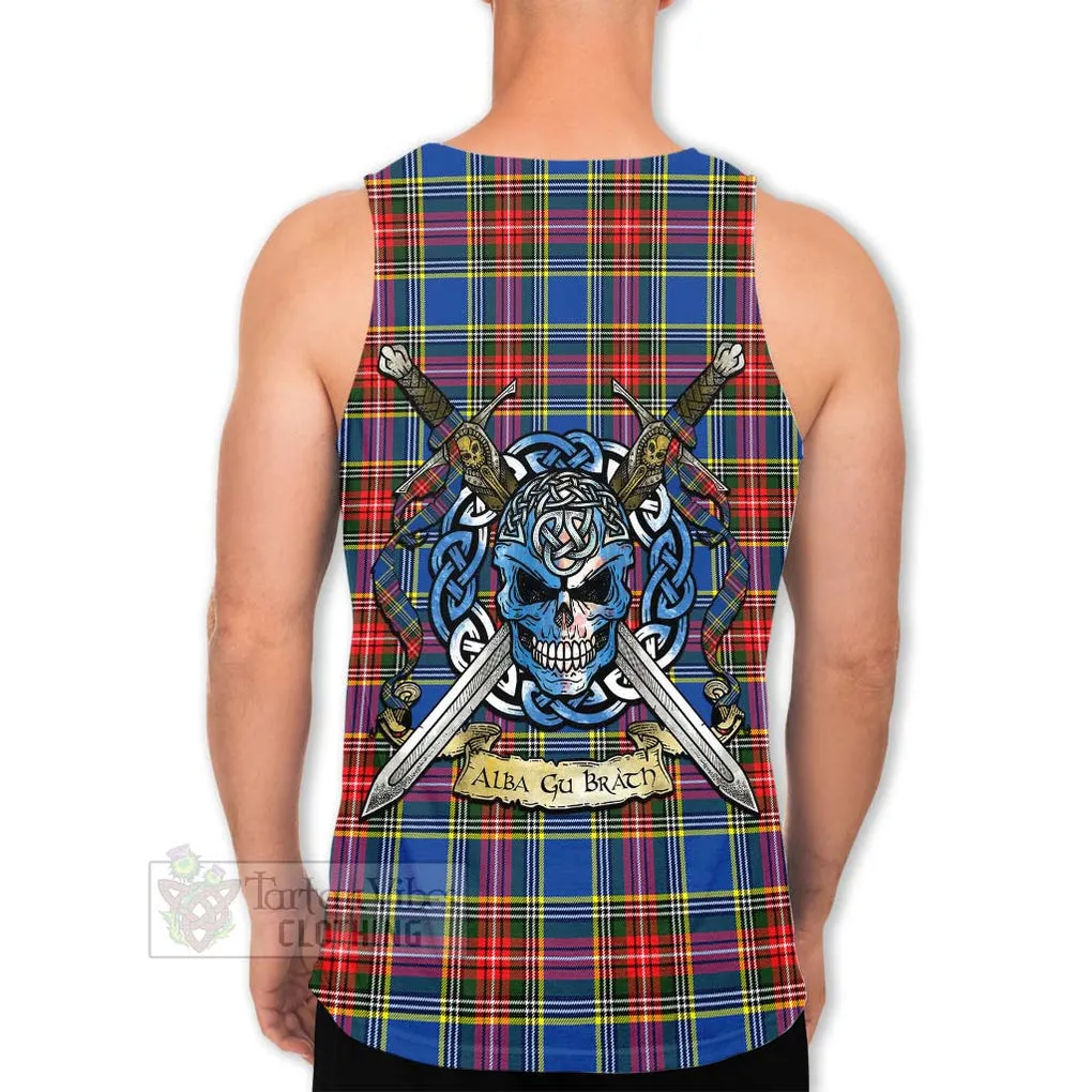 Bethune Tartan Men's Tank Top with Family Crest Celtic Skull Style