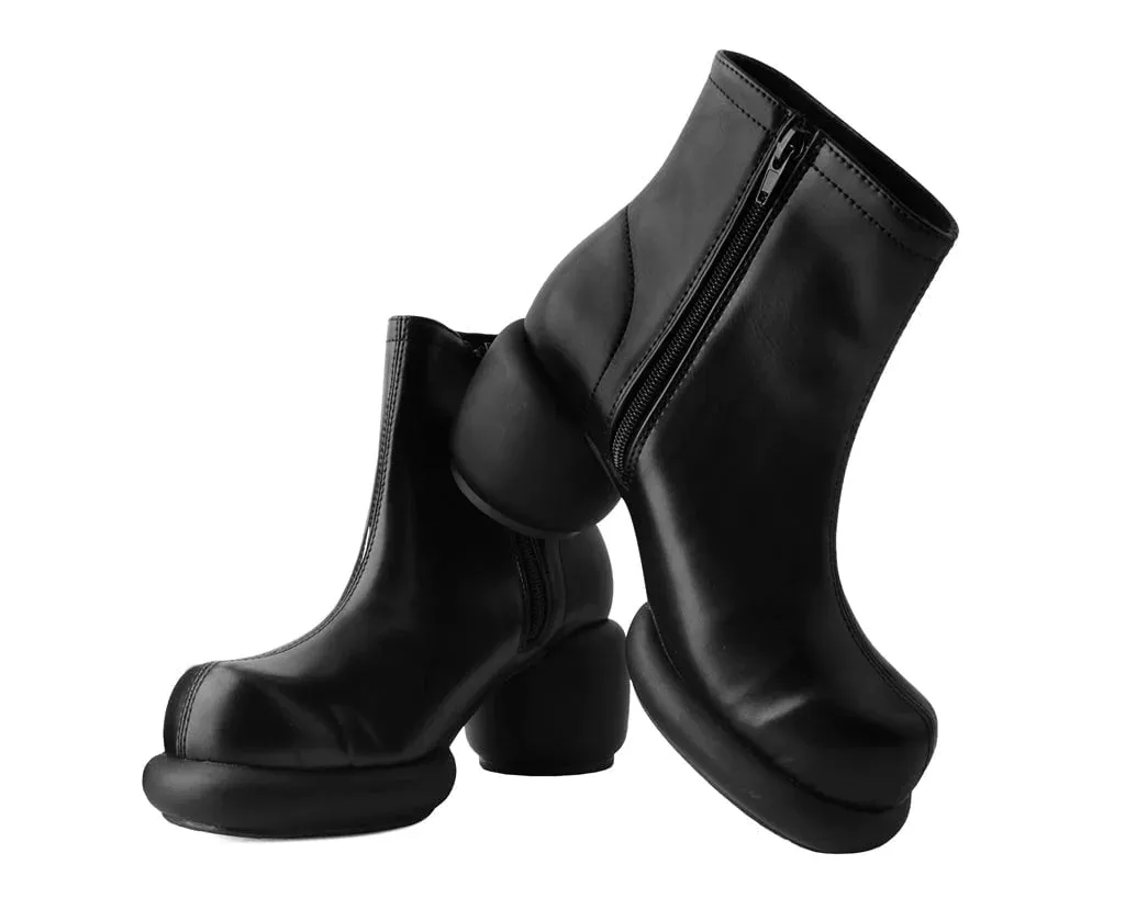 Black Burnished Bubble II Anarchic Zip Boot