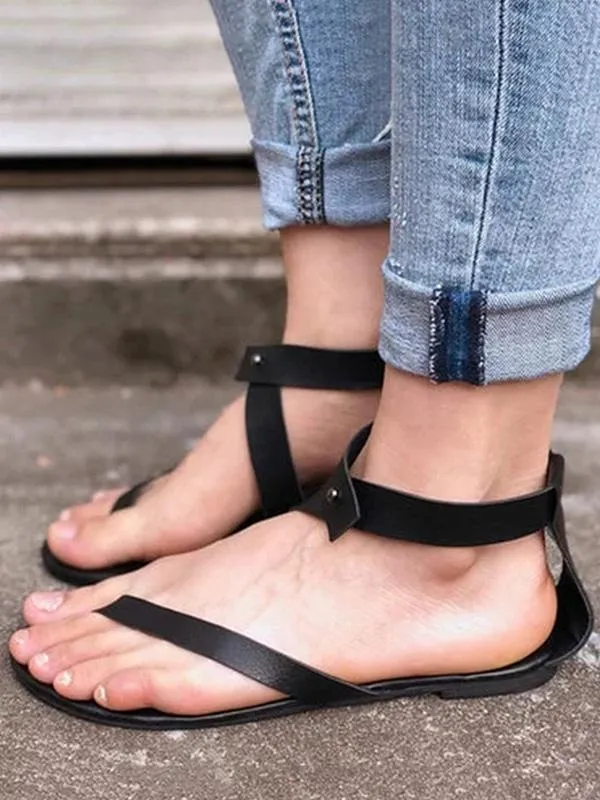 Black Low-heel Sandals Shoes For Women