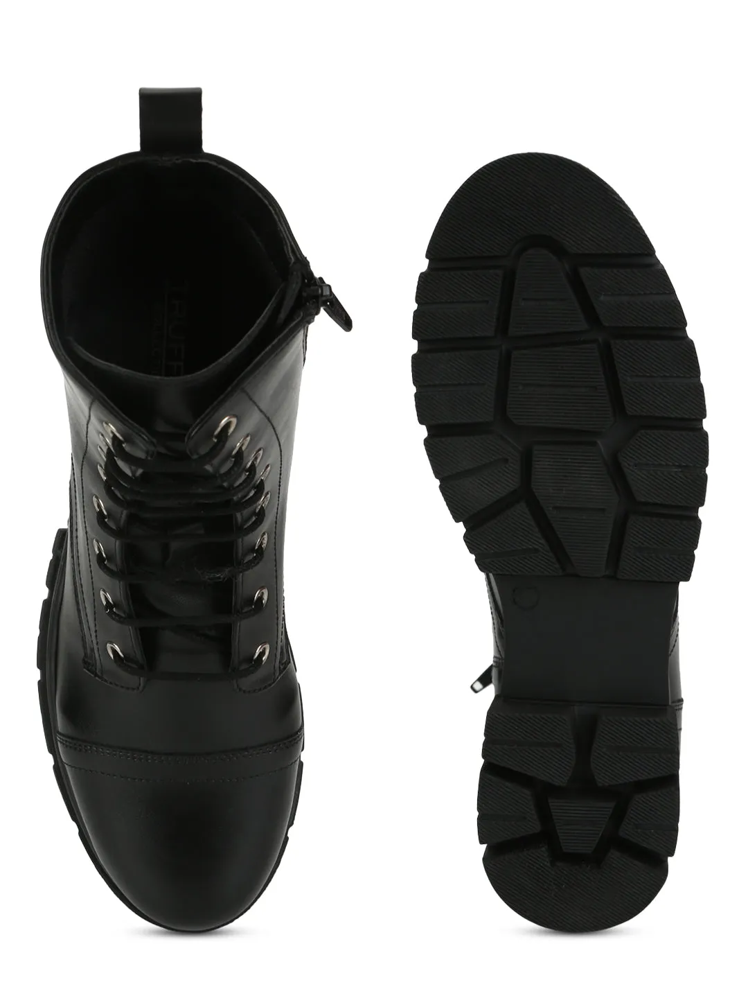 Black PU High Ankle Army Boots