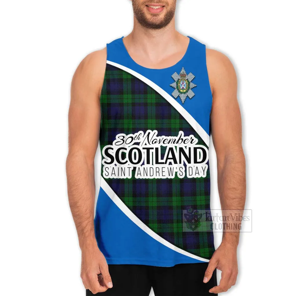 Black Watch Family Crest Tartan Men's Tank Top Celebrate Saint Andrew's Day in Style