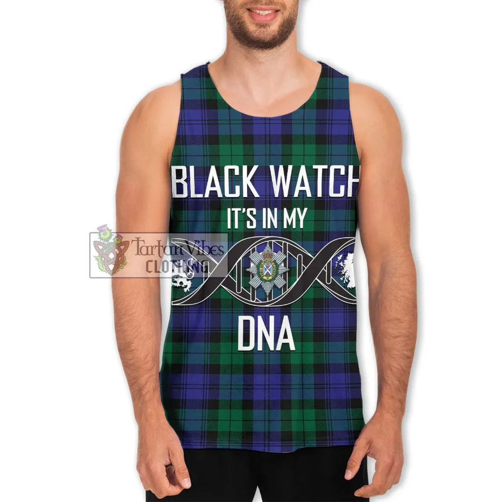 Black Watch Modern Tartan Men's Tank Top with Family Crest DNA In Me Style