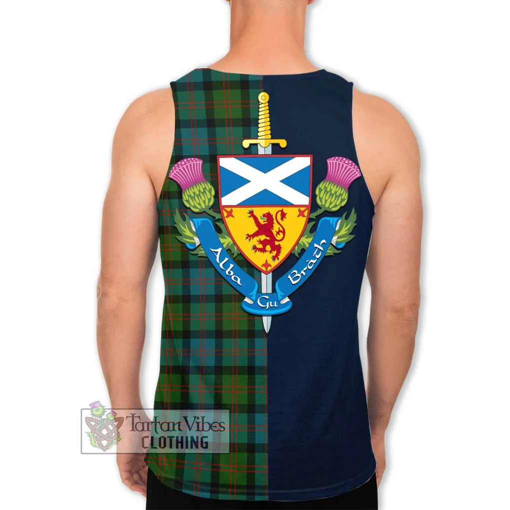 Blair Ancient Tartan Men's Tank Top Alba with Scottish Lion Royal Arm Half Style