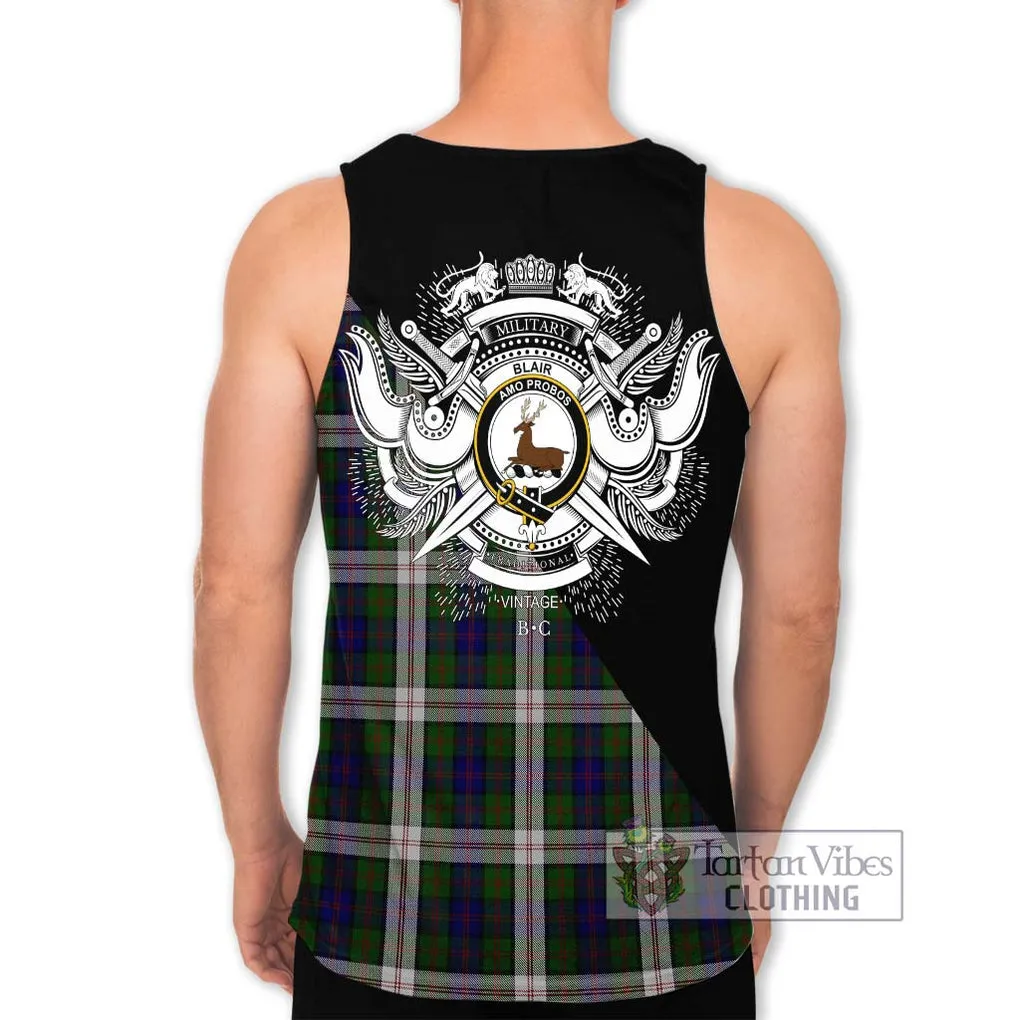 Blair Dress Tartan Men's Tank Top with Family Crest and Military Logo Style