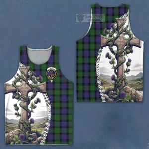 Blair Tartan Men's Tank Top with Family Crest and St. Andrew's Cross Accented by Thistle Vines