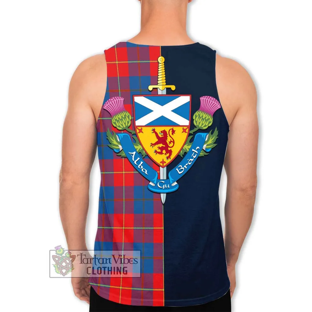 Blane Tartan Men's Tank Top Alba with Scottish Lion Royal Arm Half Style