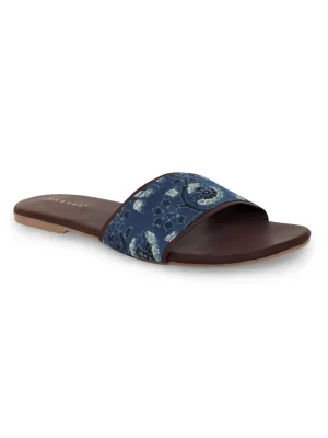 Blue Ajrakh Slider Chappals