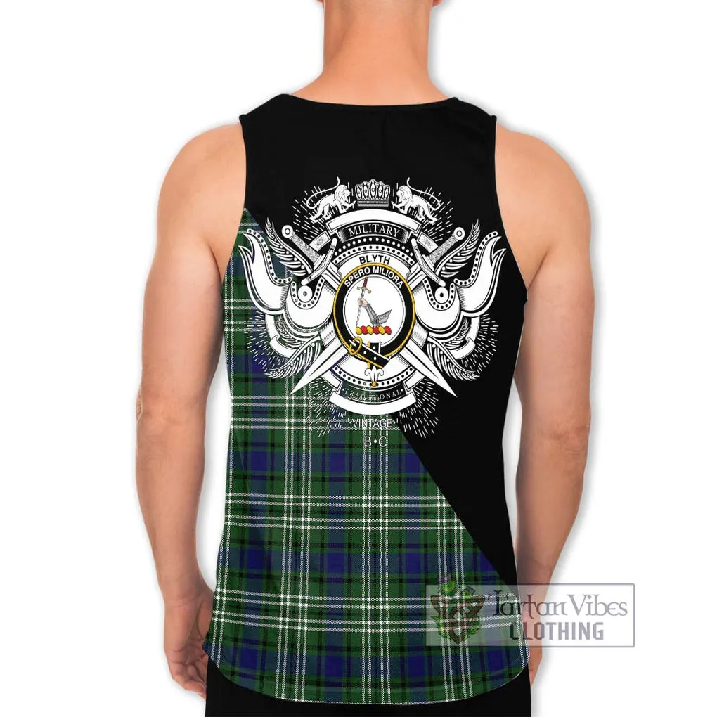 Blyth Tartan Men's Tank Top with Family Crest and Military Logo Style