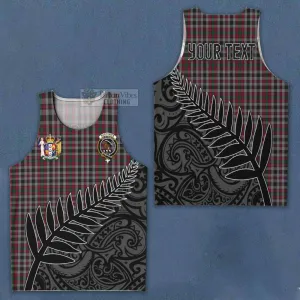 Borthwick Crest Tartan Men's Tank Top with New Zealand Silver Fern Half Style