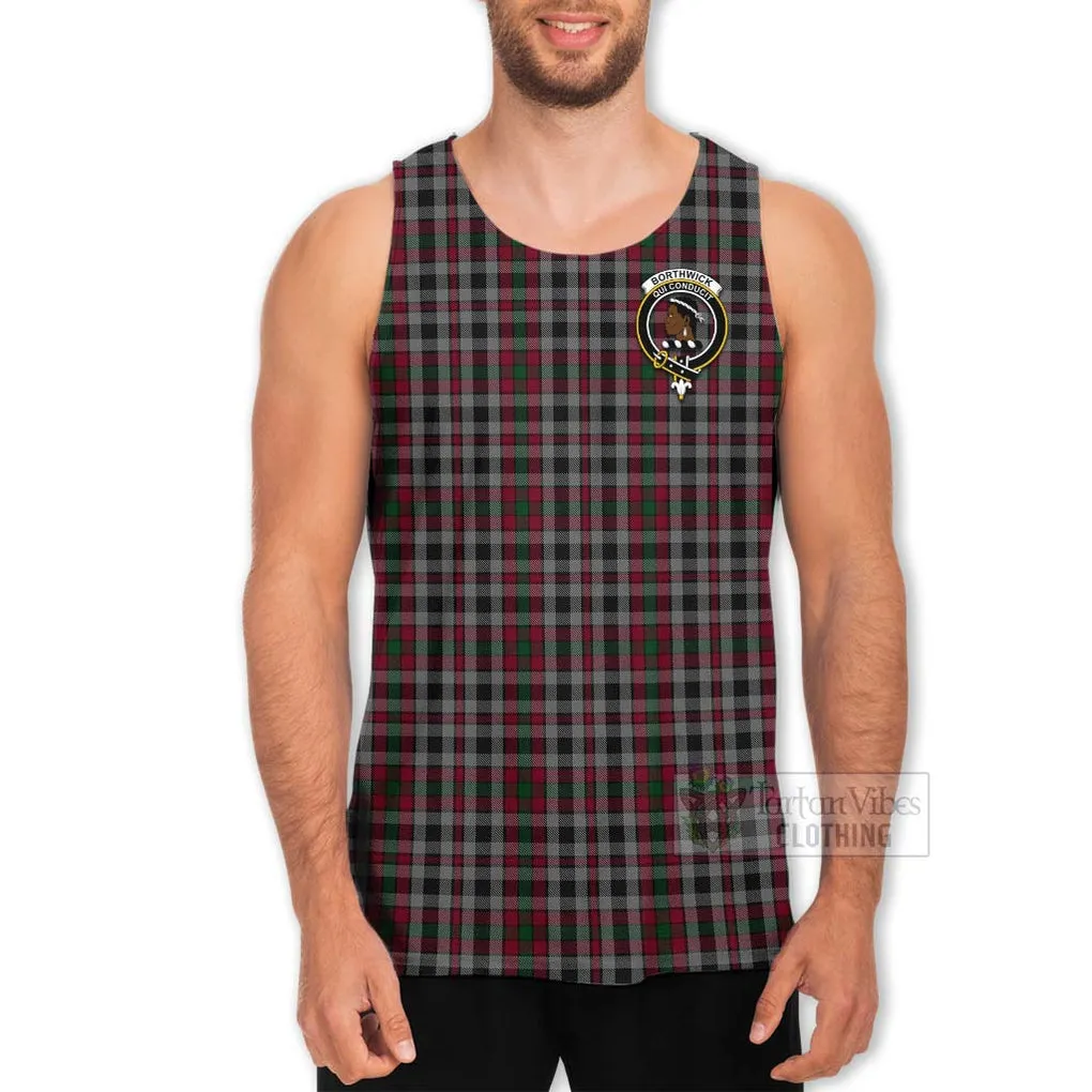 Borthwick Tartan Men's Tank Top with Family Crest Celtic Skull Style