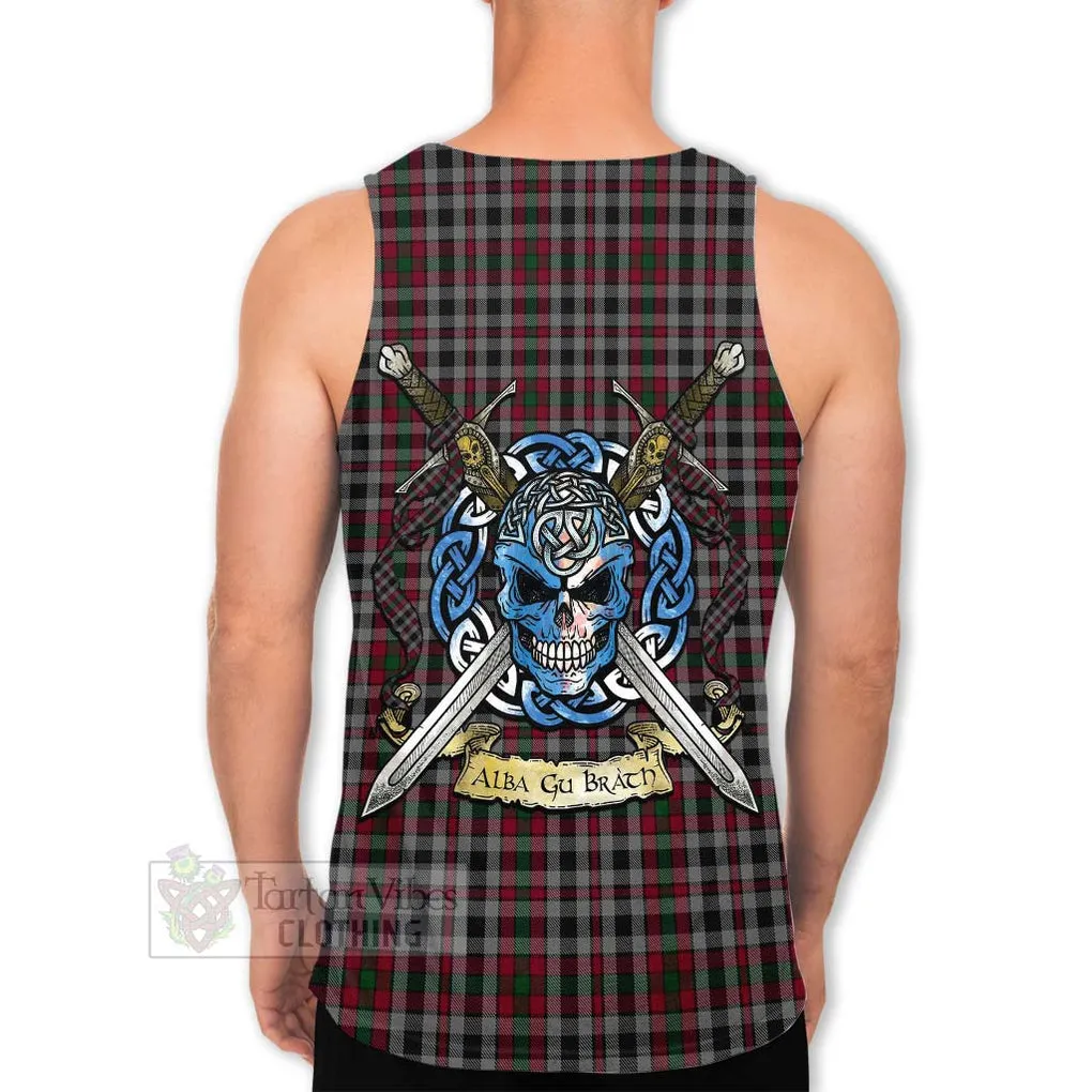 Borthwick Tartan Men's Tank Top with Family Crest Celtic Skull Style