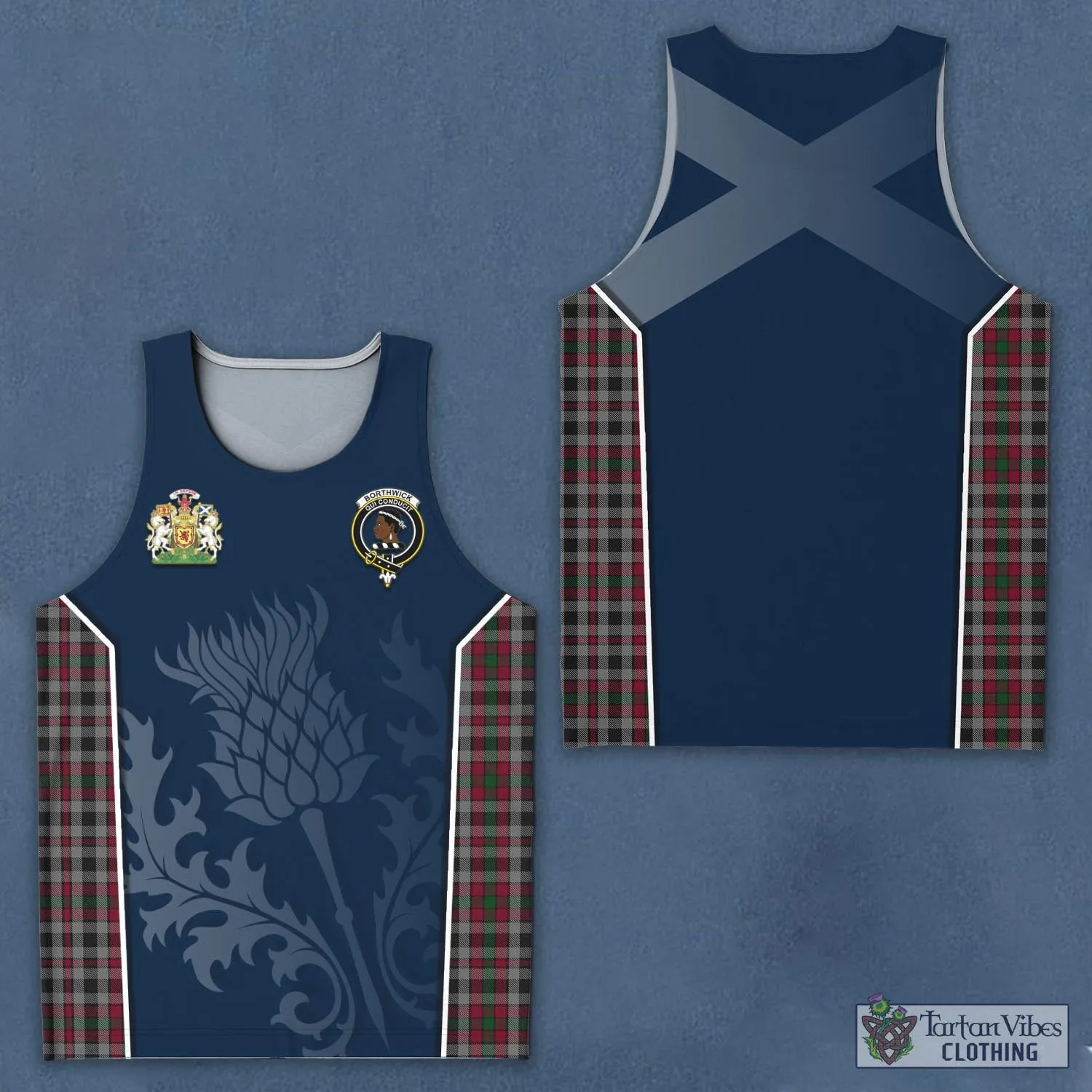 Borthwick Tartan Men's Tanks Top with Family Crest and Scottish Thistle Vibes Sport Style