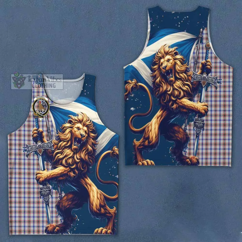 Boswell Tartan Family Crest Men's Tank Top with Scottish Majestic Lion