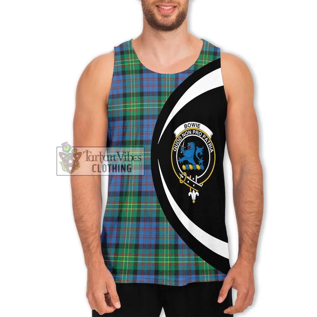 Bowie Ancient Tartan Men's Tank Top with Family Crest Circle Style