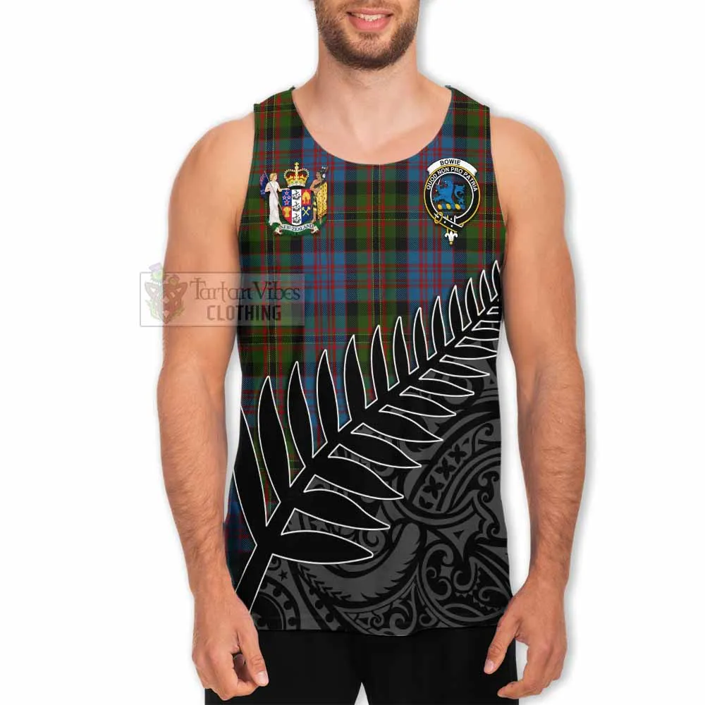 Bowie Crest Tartan Men's Tank Top with New Zealand Silver Fern Half Style