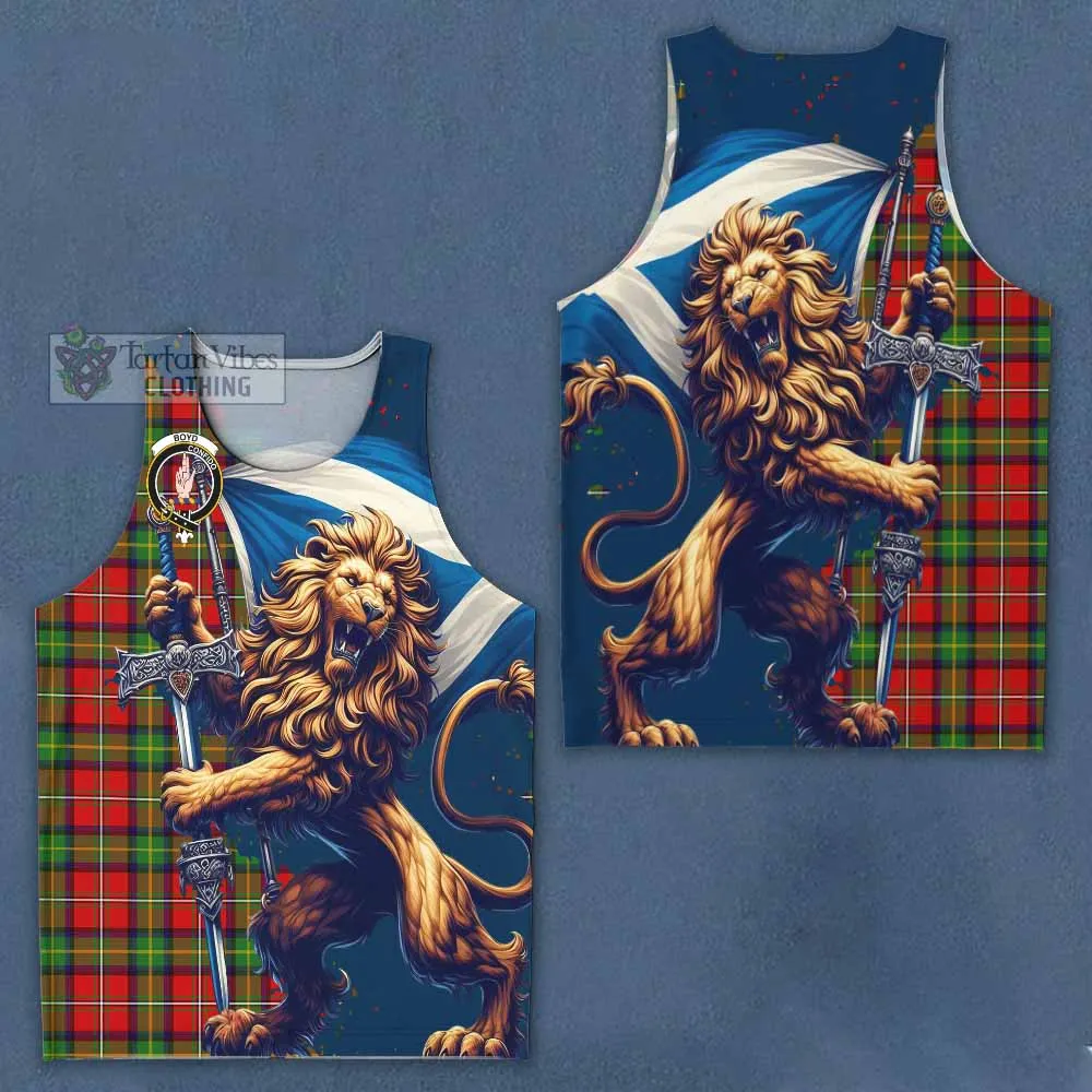 Boyd Tartan Family Crest Men's Tank Top with Scottish Majestic Lion