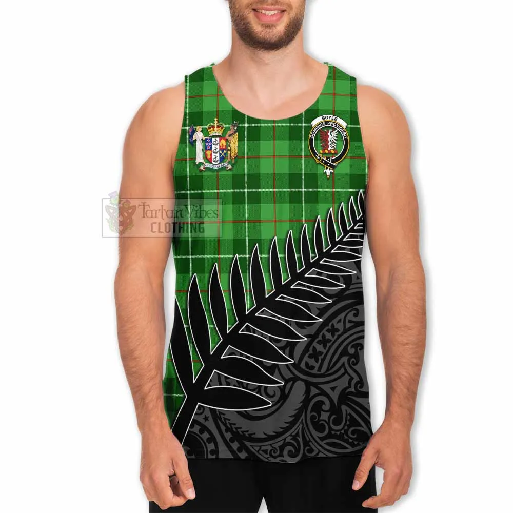 Boyle Crest Tartan Men's Tank Top with New Zealand Silver Fern Half Style