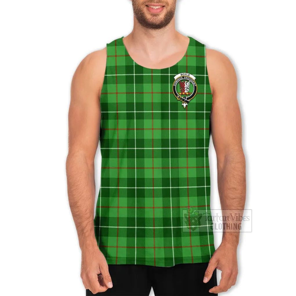 Boyle Tartan Men's Tank Top with Family Crest Celtic Skull Style