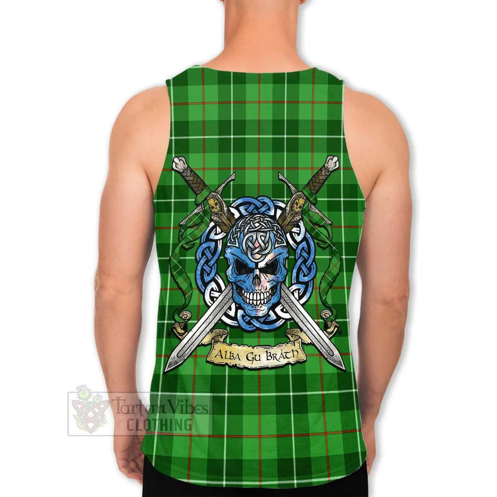 Boyle Tartan Men's Tank Top with Family Crest Celtic Skull Style