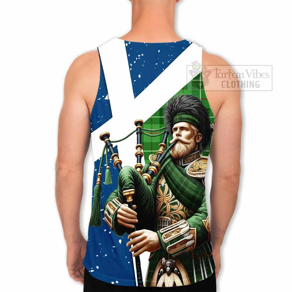 Boyle Tartan Men's Tank Top with Family Crest Scottish Bagpiper Vibes