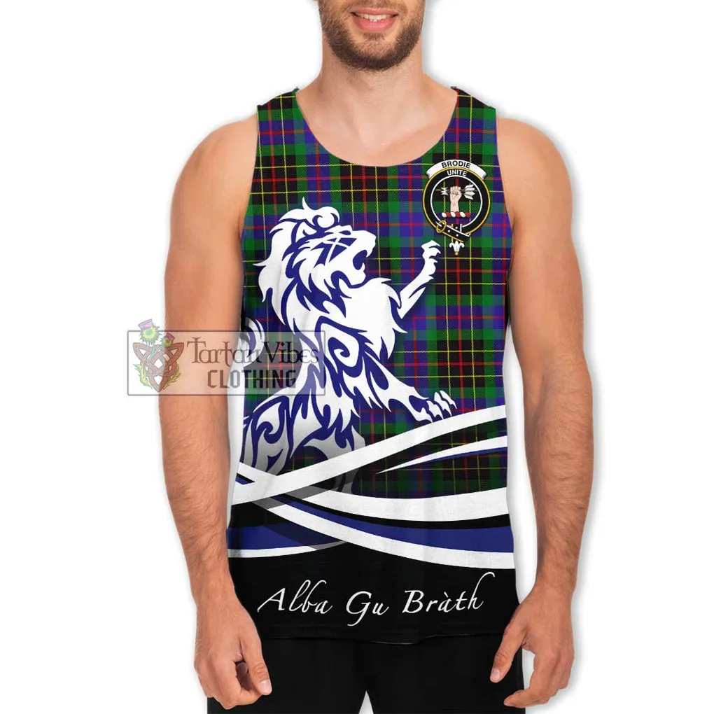 Brodie Hunting Modern Tartan Men's Tank Top with Alba Gu Brath Regal Lion Emblem