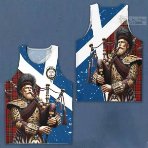 Brodie Tartan Men's Tank Top with Family Crest Scottish Bagpiper Vibes