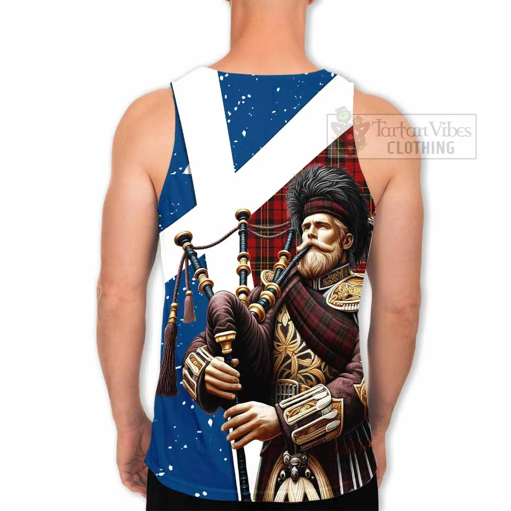 Brodie Tartan Men's Tank Top with Family Crest Scottish Bagpiper Vibes