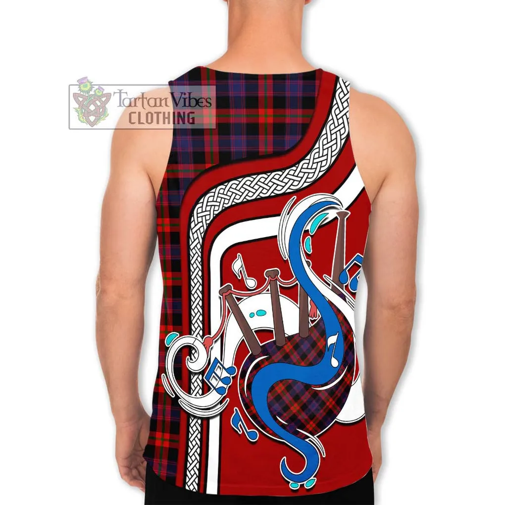 Broun Modern Tartan Men's Tank Top with Epic Bagpipe Style