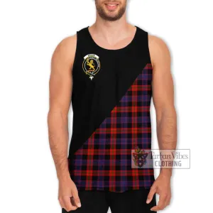 Broun Modern Tartan Men's Tank Top with Family Crest and Military Logo Style