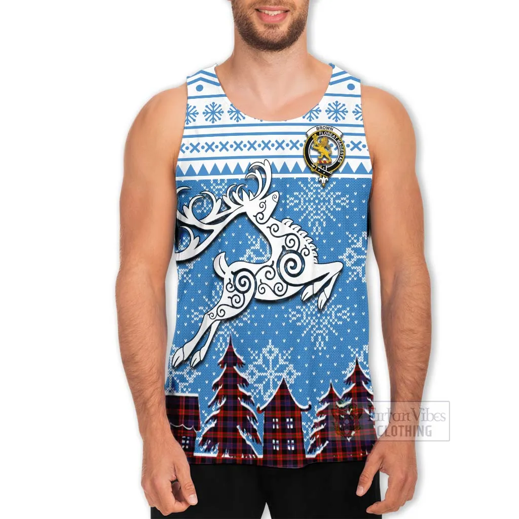 Brown (Broun) Clan Christmas Men's Tank Top Celtic Reindeer Style