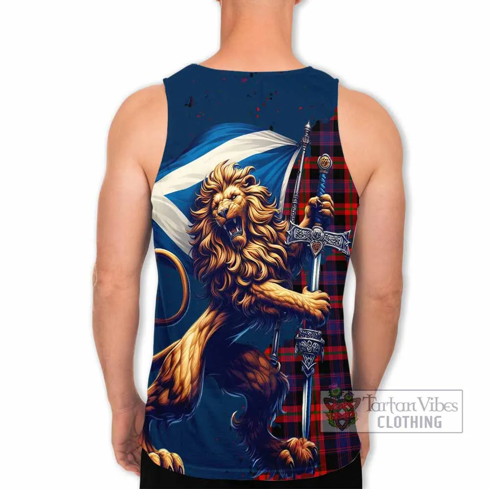 Brown (Broun) Tartan Family Crest Men's Tank Top with Scottish Majestic Lion