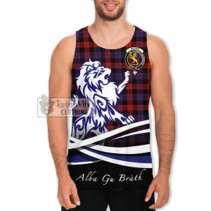 Brown (Broun) Tartan Men's Tank Top with Alba Gu Brath Regal Lion Emblem