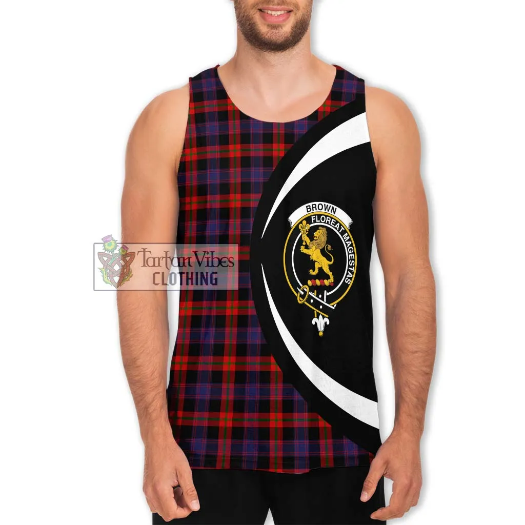 Brown (Broun) Tartan Men's Tank Top with Family Crest Circle Style